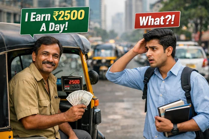 Mumbai Auto Driver Earnings Shock BTech Graduate